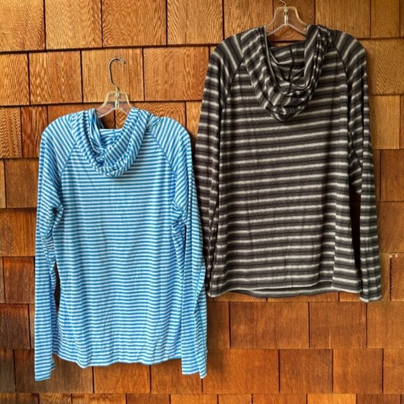 NEW GAP FIT Black/White/Blue Stripe Long Sleeve Stretch Hoodies Women's X-Large - Picture 9 of 16